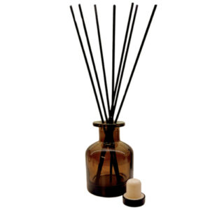 Mikado Difusor 150ml en Vidrio Ámbar con Varillas Negras