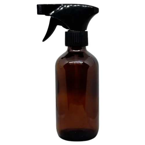 Botella de Vidrio Redonda Ámbar 250ml con Gatillo Recto