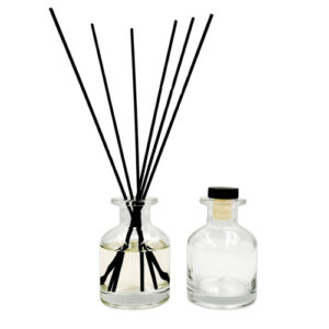 Mikado Difusor 50ml en Vidrio Transparente Ámbar con Varillas Negras